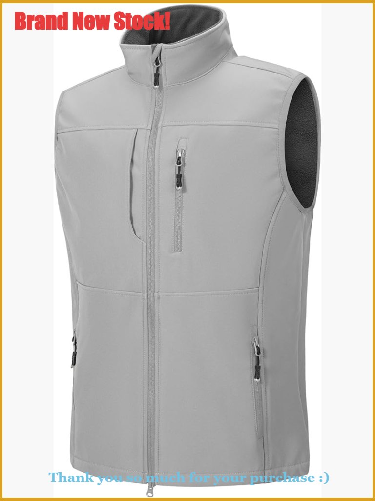 Lightweight Fleece Lined Softshell Vest Windproof Sleeveless Jacket